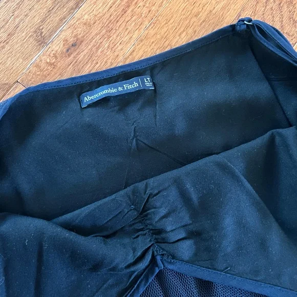 Abercrombie & Fitch Navy Blue Lace Slip Dress with Striped Waist Tie - Picture 7 of 8